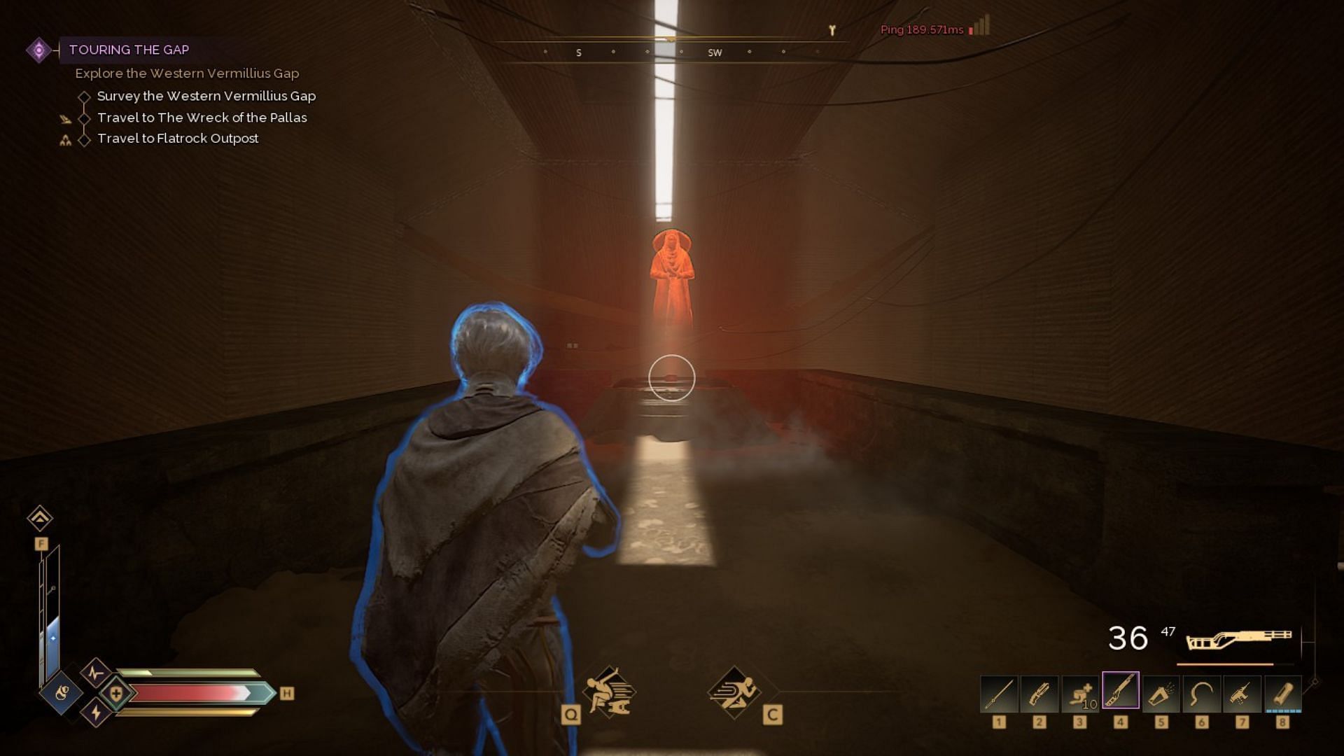 Go left after encountering the red hologram (Image via Funcom)